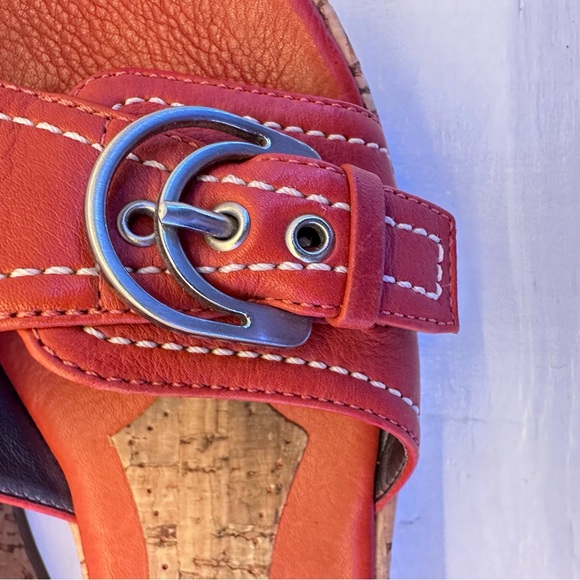 Antonio Melani Logan Orange Leather Cork Wedge Sandals Slides Women's Size 7.5 M - Picture 9 of 13